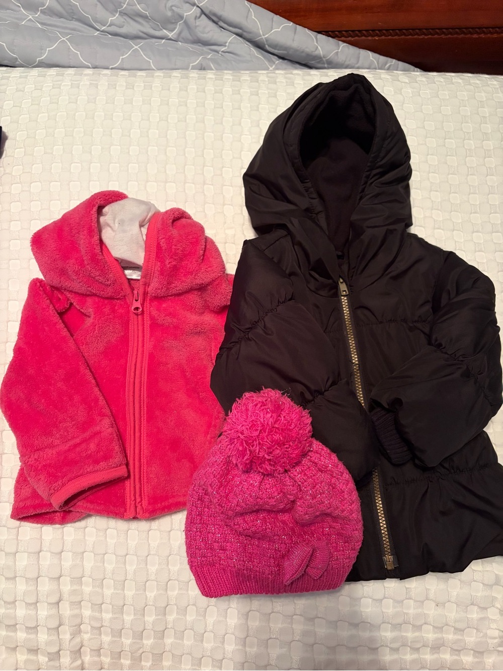 Old Navy Brown Hooded Puffer Jacket, Fleece Jacket, Winter Sparkle hat